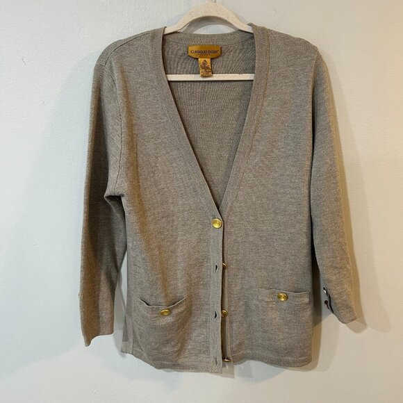 Classiques Entier 100% Pure Wool Button Down Ivory Cardigan Women’s Size Medium - Picture 1 of 5
